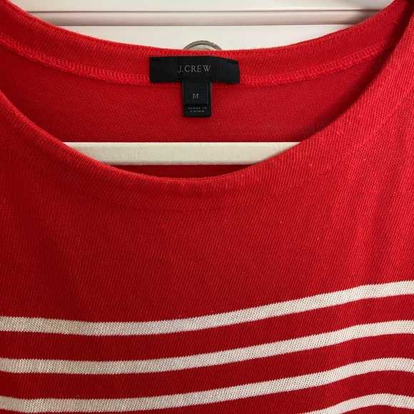 JCrew Bright Geranium & Ivory Striped Boatneck Tunic Dress - Picture 5 of 8